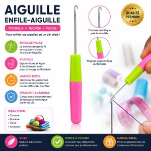 Aiguille Enfile-Aiguille avec Crochet Métallique – Outil de Couture Ergonomique