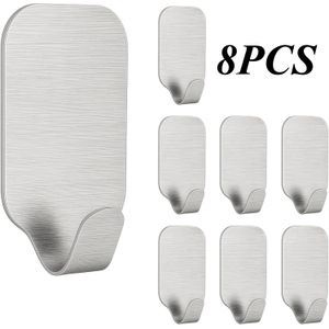 Yiliker 8PCS Crochets Adhésifs Muraux en Acier Inoxydable – Crochets Auto-adhésifs Ultra Résistants Sans Perçage pour Salle de Bain, Cuisine et Maison