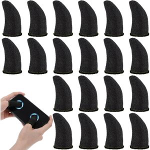 20 manchons pour les doigts pour le jeu, manchons de pouce en carbone pour jeu mobile, manchons noirs pour les doigts de jeu, manchons de doigt de jeu mobile anti-transpiration et respirants pour téléphone ou tablette, stabilisateur pour joueur