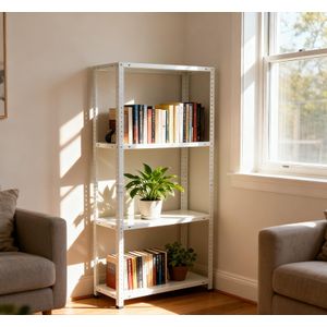 Étagère de rangement multi-usages blanche 4 niveaux 