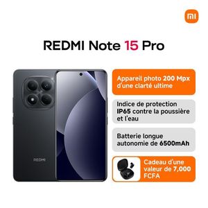 Xiaomi Redmi Note 15 Pro- 6.77" AMOLED - 2SIM - 4G - 200Mpx - 12/512 Go - Noir - Garantie 12 Mois