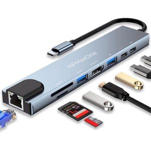 Hub USB-C 8 en 1 Gigabit Ethernet HDMI 4K 60 Hz avec alimentation PD 100 W, adaptateur USB-C 3.2. Compatible avec MacBook Air, iPad Pro, iPhone 16 Plus Max, Surface, Galaxy Tab S9, Galaxy S24 Ultra, Surface, 10 Gbit/s.8en1