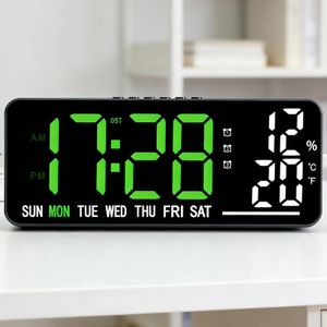Horloge murale numérique LED à grand affichage avec calendrier perpétuel pour la maison, le bureau ou l'école
