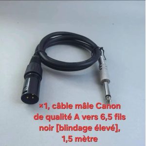 Cable Audio XLR Male vers Jack 6.5 mm Male - Longueur 1.5 Metre