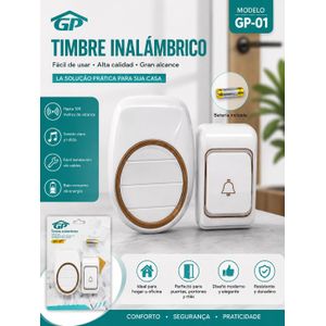 Sonnette Sans Fil GP-01 – Portée 100 m – Installation Facile – Pile Incluse
