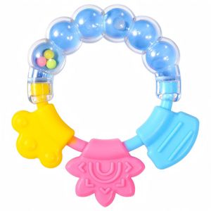 Baby Teething Rattle Toy, Soft Silicone Teether Ring with Colorful Beads, BPA-Free Teething Relief Toy for Newborn Infants 0-12 Months
