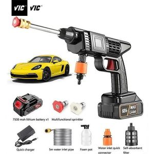 VIC Kit de pistolet à eau sans fil haute pression pour lave-auto 200W 50Bar avec batterie 10000mAh