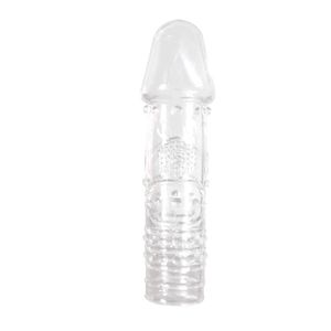Préservatif texturé réutilisable en silicone transparent avec picots et anneaux stimulants