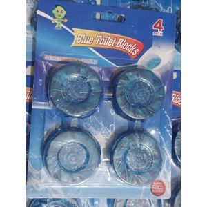 Lot de 2 Paquets de 4 Blocs Sanitaire de haute qualité bleu solide bloc à bulles nettoyant pour cuvette de toilette, blocs de nettoyage pour toilettes ( Total 8 )