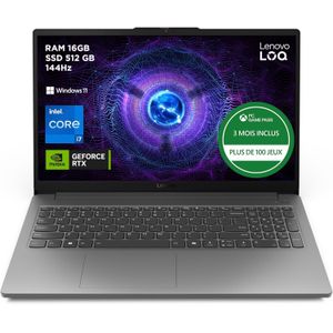 Lenovo PC Portable Gaming LOQ 15IAX9E - Core i5 12450HX - 16GB - 512GB SSD - RTX 3050 6GB - 15.6" FHD 144Hz - Win 11 Pro