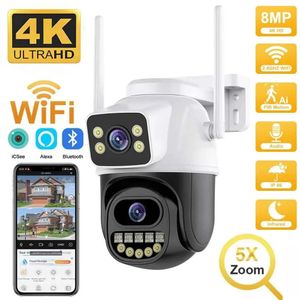 Caméra De Surveillance Extérieure Sans Fil HD Ai à Double Objectif PTZ Wifi 8MP 4K