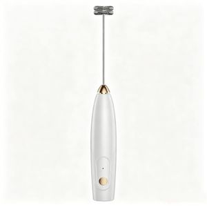 Mousseur à Lait Électrique Rechargeable USB Type-C Acier Inoxydable 304 Fouet Multifonction Café Cappuccino Lait Matcha Œufs Battre Mélanger Puissant Silencieux Longue Autonomie Câble Inclus Blanc Cuisine Bureau