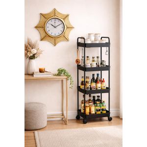 Horloge Murale Décorative Moderne + Étagère de Rangement Mobile 3 Niveaux – Pack Maison Élégant