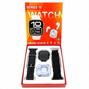FLAMEDEAL Série 10 Bracelet de montre 2-en-1, écran tactile complet HD 2,2 pouces, montre connectée avec appel Bluetooth intelligent + casque Bluetooth sans fil