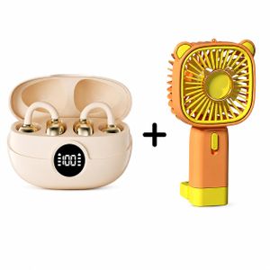 Ventilateur Portable Rechargeable + Écouteurs Bluetooth Sans Fil LED