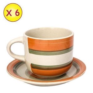 TASSE Set De 6 Tasses à Café + Sous-Tasse En Porcelaine - Multicolore