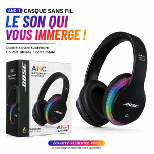 Article Casque Bluetooth Sans Fil ANC-1 – Réduction de Bruit Active, LED RGB, Micro Intégré