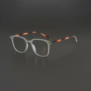 Lunettes Carrées Givrées Vintage pour Hommes - Verres Gris-Vert Unisex Léger