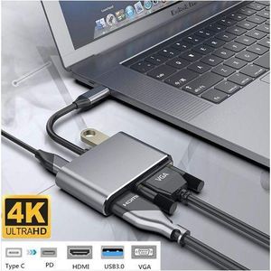 Adaptateur - USB-C - HDMI Type C Vers 4K HDMI VGA - 87W - Grey