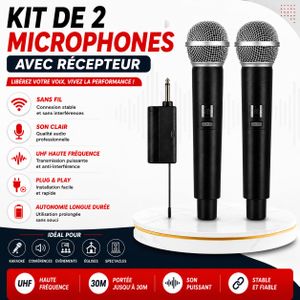Article Microphone Sans Fil Professionnel Universel – Kit de 2 Micros avec Récepteur