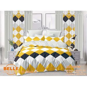 Belle Lot Complet : 2 Draps + 2 Taies + 2 Rideaux – Design Élégant et Confort Assuré