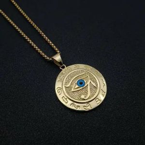 Pendentif égyptien ancien Œil d'Horus en alliage Tête d'aigle Œil de Dieu Collier Hip Hop Personnalité Choker Fashion Sweater