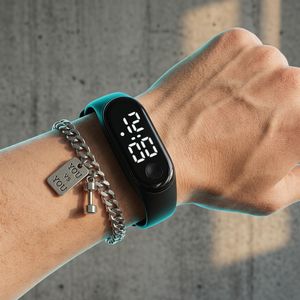 Montre Numérique LED Étanche 2 en 1 pour Hommes avec Bracelet pour Garçons - Noir