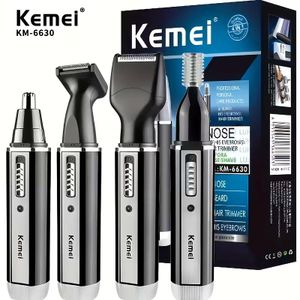 Kemei Tondeuse Nez 4 en 1 pour Hommes – Kit de Toilettage Oreilles, Sourcils & Barbe Rechargeable USB