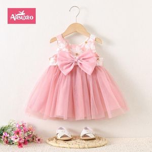 Arsuxeo Filles robe de princesse en maille florale - robe d’été de plage pour les tout-petits (1-3Y)