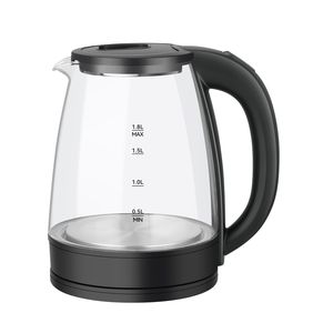 SMART TECHNOLOGY Bouilloire Électrique En Verre Transparent - Sans Fil Automatique _STPE-991V_Haute Puissance, 1500W, 1.8L, Protection Contre L'Ébullition À Sec, Écologique/ Finition noire épurée / Garantie 3 Mois