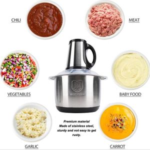 Foutoumix 3L Electrique En Acier Inoxydale Robot Cuisine Multifonction Avec 3 Vitesses Et 4 Lames - Mixeur - Broyeur - Blender - Hachoir
