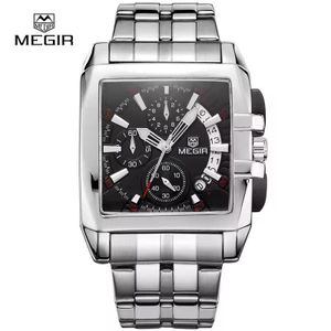 Megir Montre Homme à Quartz - acier inoxydable - Argent