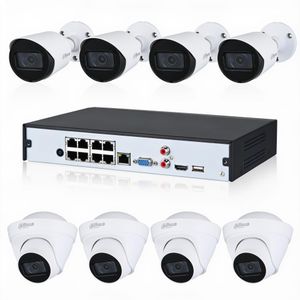 Dahua Kit Vidéosurveillance IP NVR 8 Canaux - 8 Caméras IP Infrarouge 2Mp Mixte Haute Résolution PoE (4 Dômes + 4 Tubes) - Pack Sécurité Réseau Professionnel (Sans Disque Dur, sans cables)