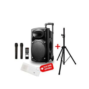 Original Super Power Haut-parleur -D15- Noir + 2 Micros + 1 Télécommande + 1 Trépied Offerts Garantie 12 Mois