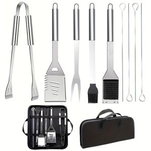 Ensemble de 10 ustensiles de barbecue en acier inoxydable avec sac de rangement