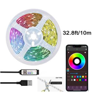 Bande Lumineuse LED RGB De 10 Mètres, Contrôlée Par Bluetooth, à Couleurs Changeantes, Flexible Et Sécable, Idéale Pour La Décoration De Chambre
