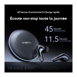 Oraimo SpaceBuds 2 - Ecouteurs Bluetooth avec IA - Coupe le bruit - Traducteur de Conversation - Son HD - Contrôle Intelligent par le boîtier