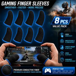 Litglobe Ensemble de 8 manchons de jeu pour doigts/pouces – Manchons pour manettes de jeu mobiles tactiles anti-transpiration, respirants et sans couture, adaptés à PUBG