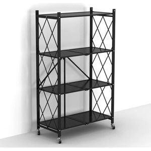 Étagère pliante à 4 niveaux avec roulettes