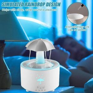Humidificateur rotatif de nuages de pluie avec 7 couleurs LED - 300 ml - Humidificateur d'aromathérapie avec télécommande pour chambre à coucher et salon
