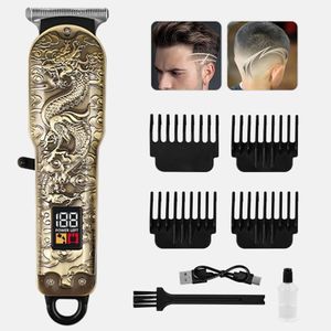 GtyGo Tondeuse à cheveux sans fil rechargeable, motif vintage en relief dragon doré 
