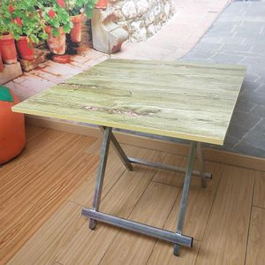 Lot de 2 Tables Pliables Carrées Multi-Usages – Table d'Appoint Pliante Bois & Métal Pour Repas, Bureau, Terrasse, Pique-Nique (60x60 / 70x70 / 80x80 cm)