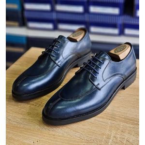 Gn SOULIER En Cuir Pour Hommes BLEU NU