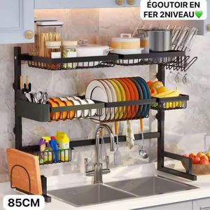 Égouttoir à vaisselle extensible et multifonctionnel - Hauteur réglable - pour comptoir (65-85 cm)