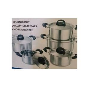 10 Casseroles Alumi Marmite Inoxy Lourde -Argent