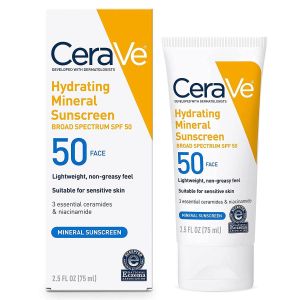 Cerave Crème solaire visage Hydrating Mineral Sunscreen SPF 50 