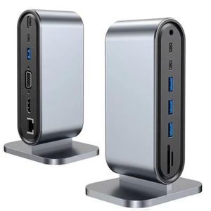 Station d'accueil USB verticale à 12 ports, station d'accueil portable USB, hub USB-C 4K pour ordinateur Mac