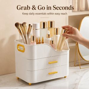  Organisateur de maquillage avec 2 tiroirs – Boîte de rangement multifonction
