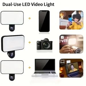 Anneau lumineux LED portable et rechargeable (1 pièce) avec 3 modes d'éclairage, alimentation USB et piles, haute puissance, pour téléphones portables, ordinateurs, appareils photo, vidéos, réunions Zoom, fixation par pince, réglable