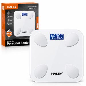 HALEY Balance HALEY, 180 kg, écran LED, verre trempé, pèse-personne impédancemètre, balance de salle de bain numérique sans fil
